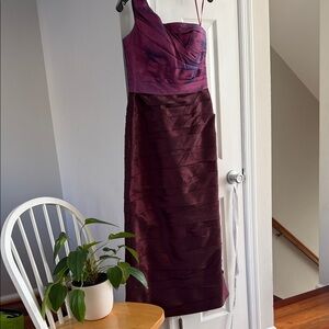 JS Collections One-Shoulder Two-Tone Purple/Burgundy Dress